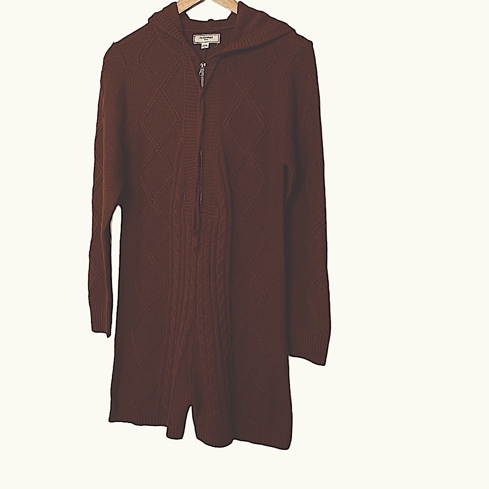 No Comment  Sweater Brown Hooded Shorts Romper. L